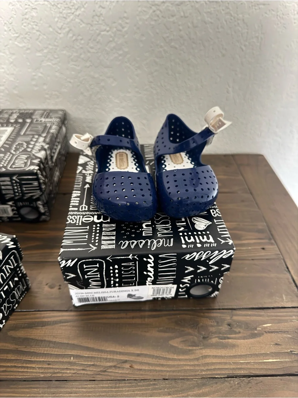 Mini Melissa Navy and White Mary Jane Jelly Shoes for Kids